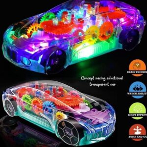 3D Transparent Car 360° Rotation Gear Toy with Light & Sound