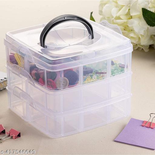 Jewellery Organisers Plastic 3 Layer 18 Grid Box - Image 7