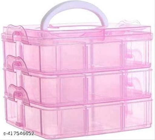 Jewellery Organisers Plastic 3 Layer 18 Grid Box
