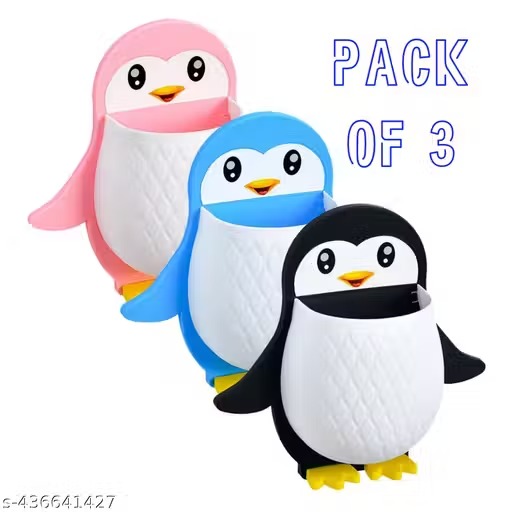Penguin Toothbrush Organizer – Cute & Ultimate Wall-Mount Holder (Pack of 3)