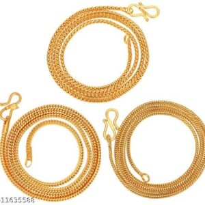 Combo Pack of 3 Gold Plated Chains for Men & Women – 22 Inch